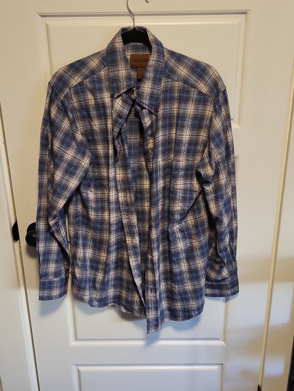 St. John's Bay Blue and White Plaid Button-Down Shirt
